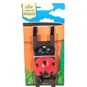 Garden Collection Ladybug Climber Flowerpot Hugger Resin Metal 5.5-in Red Black